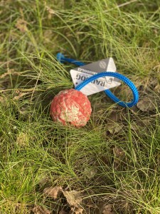 Piłka gumowa na sznurku - pusta w środku 